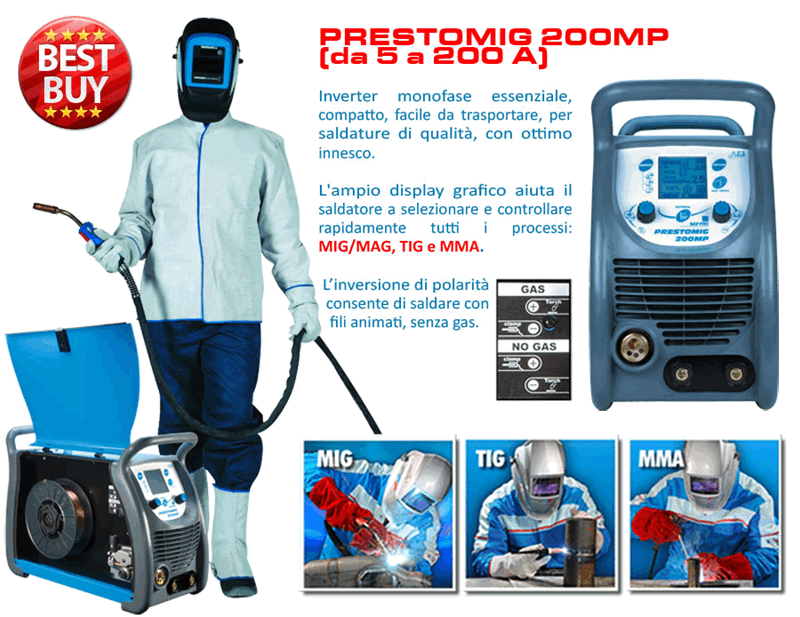 Saldatrice ad inverter portatile Presto 160 Saf-Fro da 150A MMA e Tig Lift