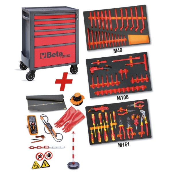 Cassettiera con 81 utensili per la manutenzione dei veicoli ibridi ed elettrici Beta 2400 RSC24/6-VEM