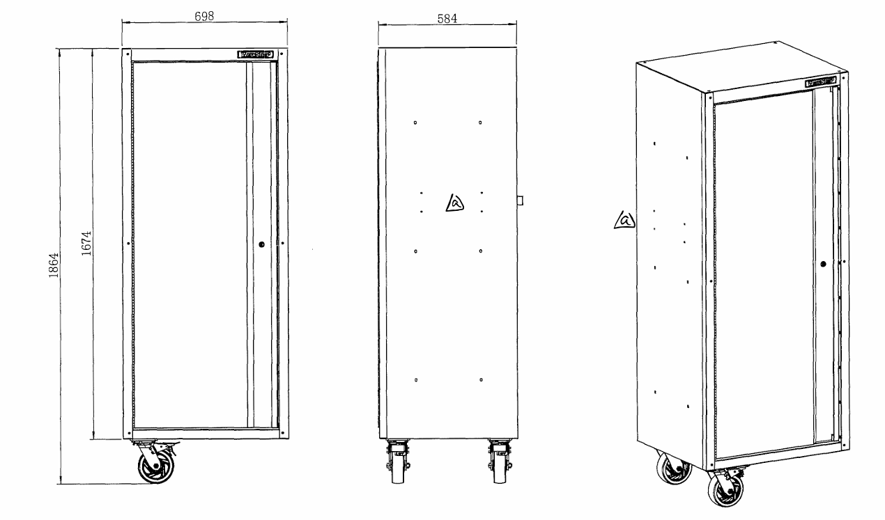 Armadio laterale per Carrello multifunzione Workshopitaly Full Black KING SIZE