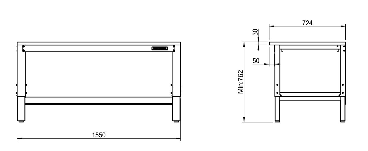 Banco da lavoro piano legno Workshopitaly 1550 x 725 mm altezza regolabile 759/1064mm