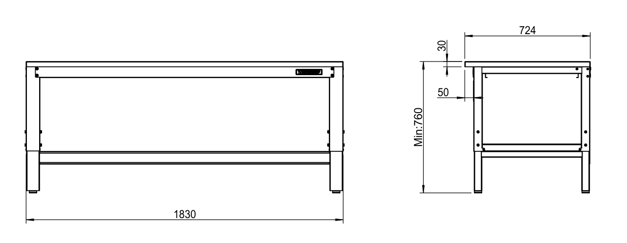 Banco da lavoro piano legno Workshopitaly 1830 x 725 mm altezza regolabile 759/1064mm