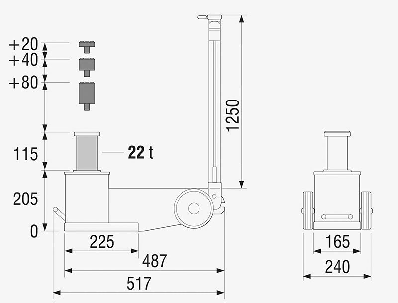 CRIC OLEOPNEUMATICO 22 T BGS2888 Fermec AJ-22T1F