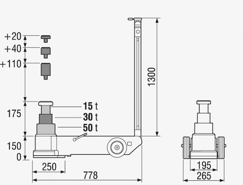 CRIC OLEOPNEUMATICO 3 PISTONI 50T	Fermec AJ-50T3NC