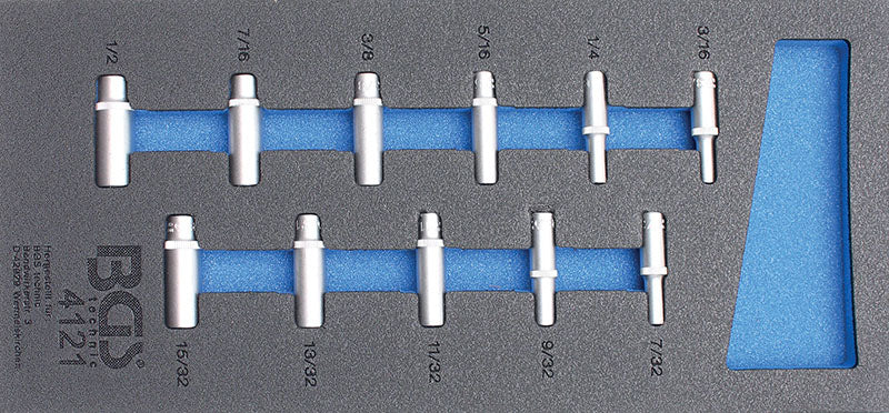 MODULO PER CARRELLO: 11 PEZZI, BUSSOLE ATT. 1/4” ESAGONALI LUNGHE IN POLLICI BGS4121