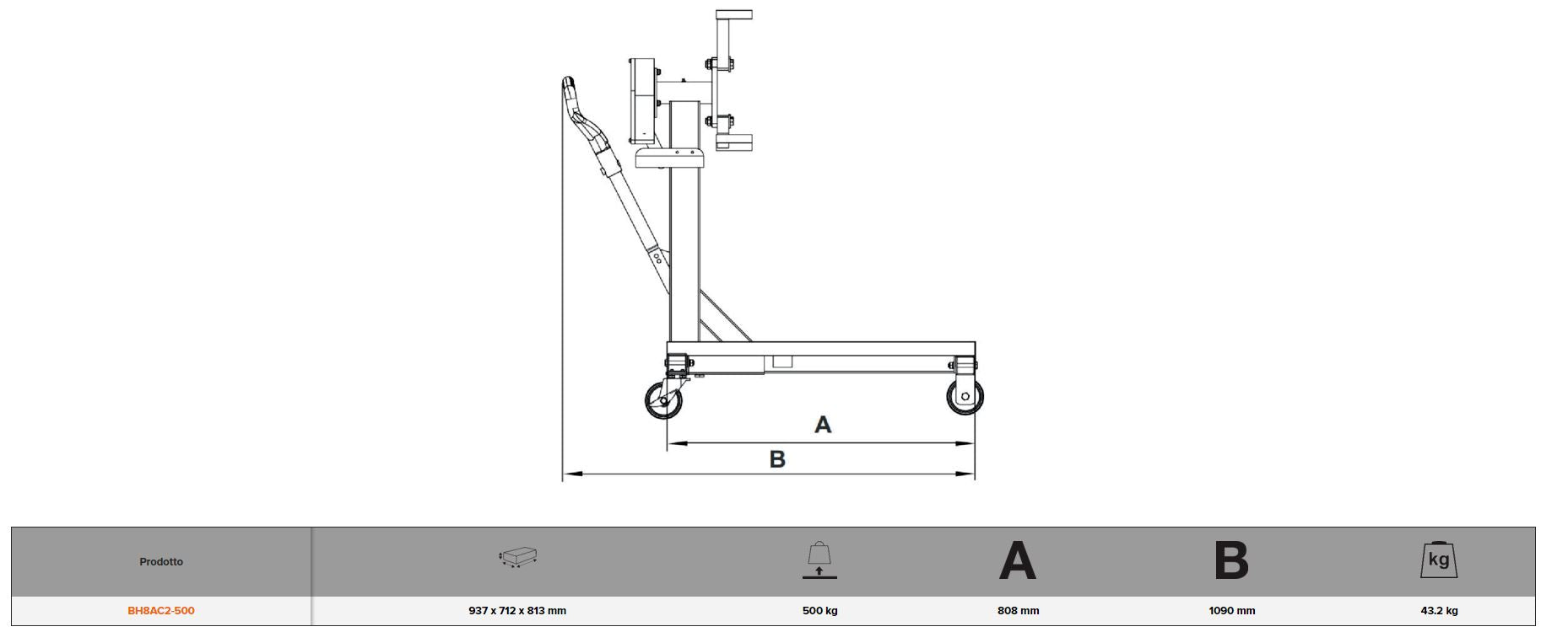 Supporto per motore 500 kg  BH8AC2-500 Bahco