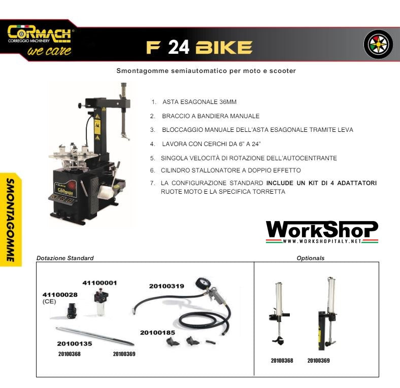 Smontagomme semiautomatico per moto e scooter Cormach F 24 BIKE