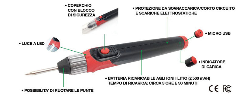 MINI SALDATORE A BATTERIA RICARICABILE, 30 W	FM200