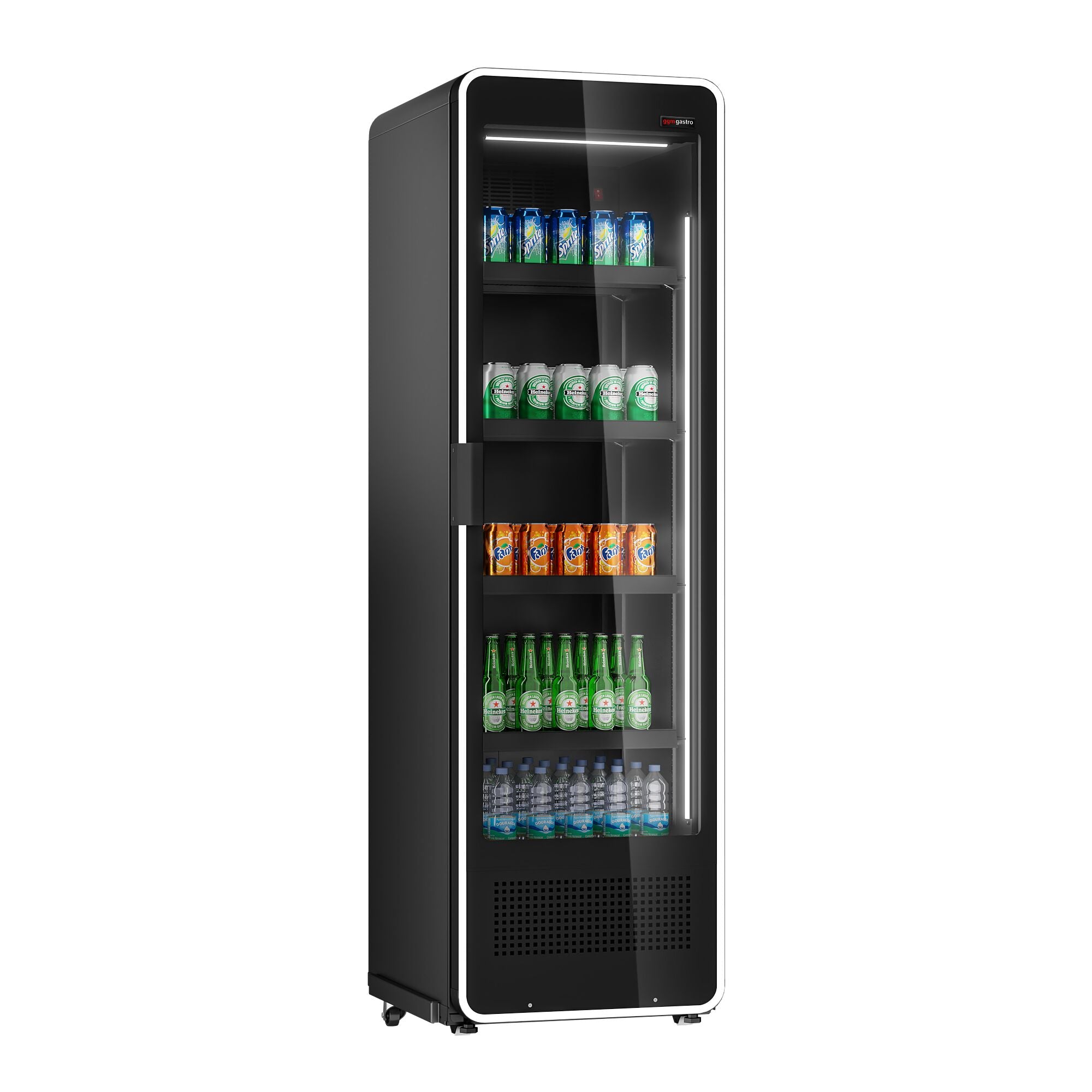 Frigorifero 550 litri 1 porta in vetro e luce LED colorata multicolor Full Black Officina