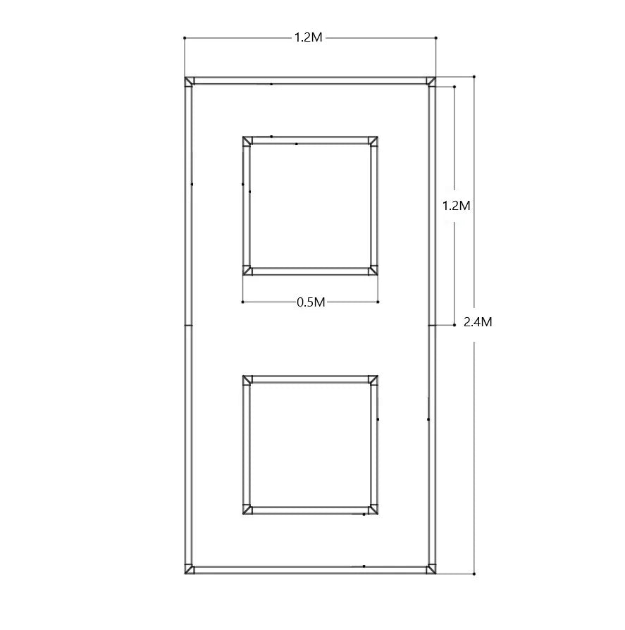 Plafoniera a led 2 quadrati + cornice 2,4M x 1,2M 120W 6500K