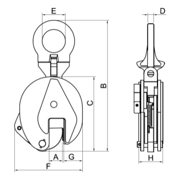 Pinza di sollevamento lamiere con anello di sospensione snodato Beta Robur 8135