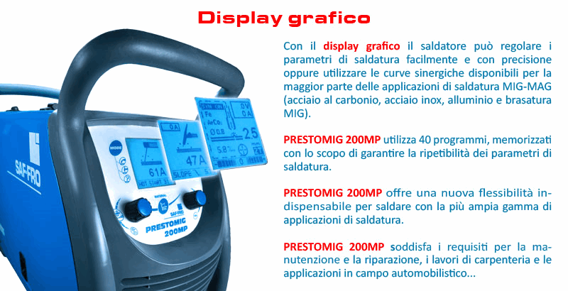 Saldatrice MIG MAG MMA TIG Prestomig 210 MP Saf-Fro FULL KIT