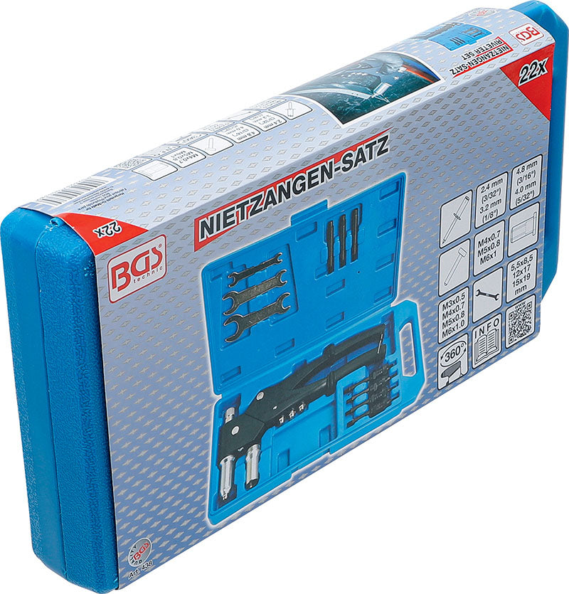 SET RIVETTATRICE CON TESTA GIREVOLE 360° BGS438