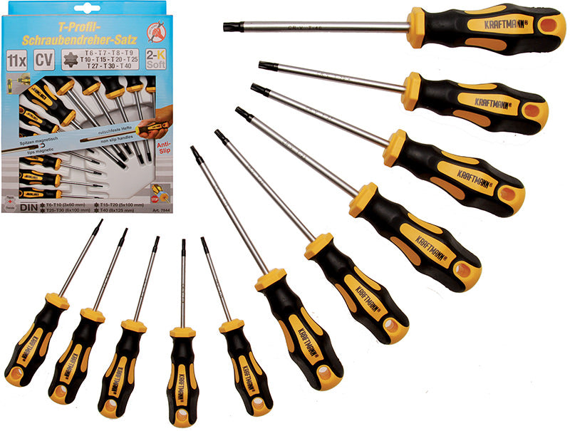 SET 11 PEZZI CACCIAVITI TORX TX6 - TX40 BGS7844