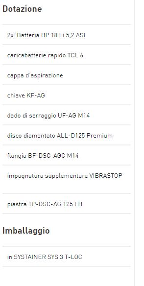 Sistema di taglio a mano libera a batteria DSC-AGC 18-125 FH Li 5,2 EBI-Plus Festool