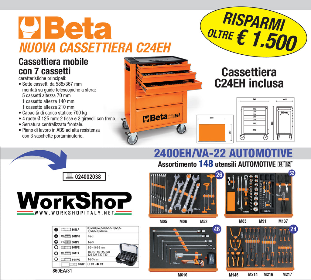 BETA - Cassettiera EASY 2200E/21 con 159 utensili